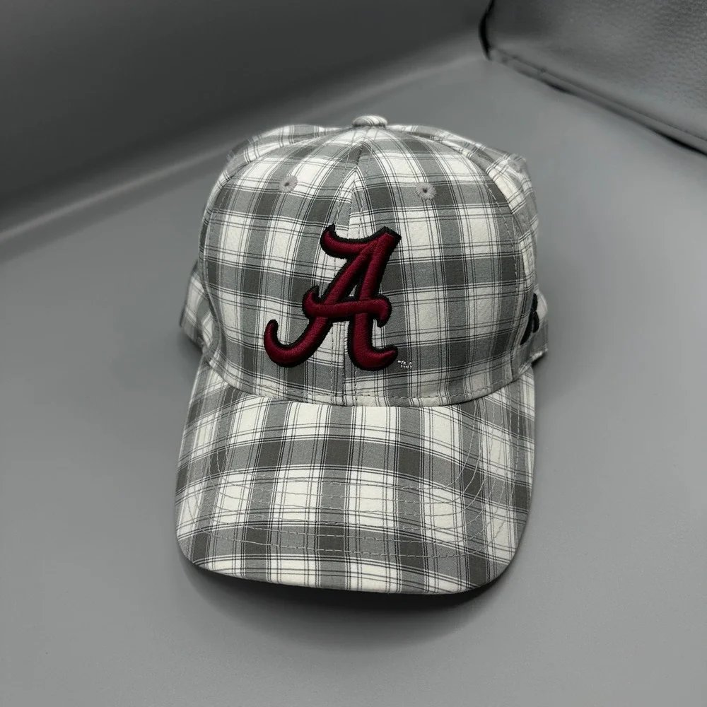 Russell Athletic Alabama Crimson Tide Plaid Hat Mens Grey Crimson Strapback Cap‎